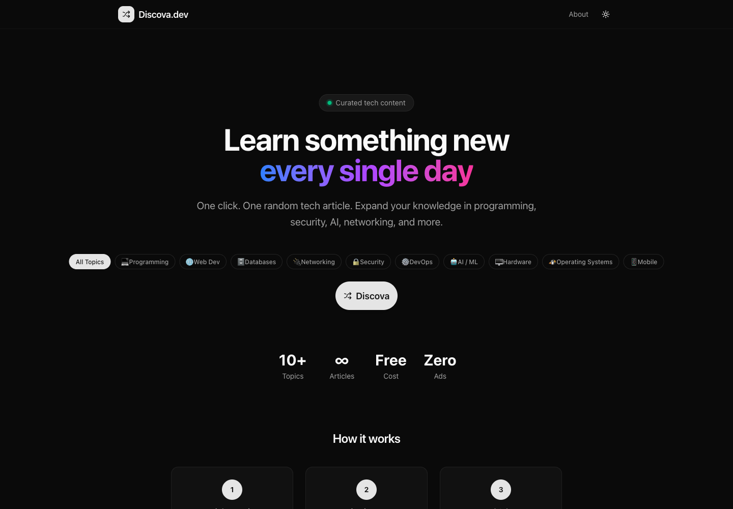 Discova’s live topic selection screen