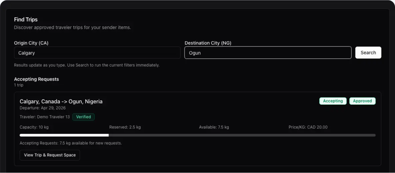 TrustKarry trip discovery demo, published by Jatto IT Solutions